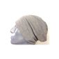 shenky - Bonnet long for spring summer and autumn end high quality wool (set of 2 batches green charcoal and light gray) (Clothing)