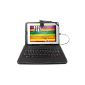 Black leather look case with integrated keyboard and maintaining port for tablet .....