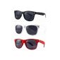 Set of 3 pairs of sunglasses Wayfarer style geek retro vintage 80's - Red + Black + White - Black Glass - Fashion trend (Clothing)