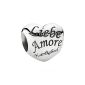 Pandora Women's Charm wide 925 sterling silver heart with writing Love in.  Languages ​​791 111 (jewelry)