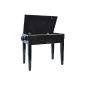 Steinbach Piano Bench with Music Compartment in Black polished with black fabric