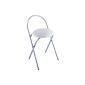 WENKO 16633100 Stools Salerno - foldable, soft seat, backrest, chrome, 38 x 63 x 43 cm, white (household goods)