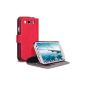 Samsung Galaxy S3 i9300 Leather Case Cover with stand function in BookStyle card pockets, Covert Retail Packaging (Red) (Wireless Phone Accessory)