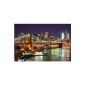 Wallpaper Photo Brookly Bridge (Brooklyn Bridge) - the silhouette of the skyscrapers of the City of New Your with the Brooklyn Bridge illuminated at night - XXL wall picture, wall decor 210 cm x 140 cm (Tools & Accessories)