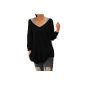 SODIAL (R) Women Round Neck Long Sleeve Tunic Stretch Knit Top Black L (Miscellaneous)