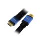 EZOWARE High Premium Gold Plated HDMI to HDMI flat cable Speed ​​Version sleeves W / Nylon 1.4 supports 4096 × 2160p resolution - (1M, Black / Blue) (Electronics)