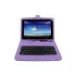 Purple leather look case with integrated QWERTY keyboard (French) + port maintenance for Asus VivoBook S400CA, MeMo Pad and EEE Pad Transformer tablets TG101 10.1 