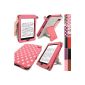 iGadgitz pink with white polka dots PU 'Bi-View' Leather Case Skin Case for Amazon Kindle Paperwhite 2014 2013 2012 With Sleep / Wake function and integrated hand strap (optional)