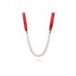 Valero Pearls Fashion Collection Ladies chain quality freshwater cultured pearls in about 9 mm Oval white satin red 110 cm 60,020,111 (jewelry)