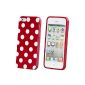 ECENCE Apple iPhone 5 5S protective shell cover case cover red retro white 22040405 peas (Electronics)