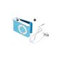 Mini Clip MP3 Player BLUE - microSD slot for cards up to 8 GB, with no internal memory | mp3player + High End Earphones Extra BERTRONIC ®