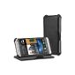 EasyAcc Protective Case for HTC ONE Case Flip Cover Leather Case Wallet Case with Stand Function Card Holder - Black PU Leather (Wireless Phone Accessory)