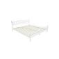 Double metal bed with integrated slat base in white size 140x200 or 180x200 choice (household goods)