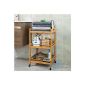 SoBuy FKW15-N Kitchen Cart, dining wheelchair bathroom, kitchen service trolley Bamboo, cupboard with casters L45cmxP38cmxH77cm