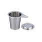 IPOW stainless steel fine tea strainer tea filter with drip tray, 3 inches