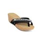 CASPAR ladies sandals / sandals / flip flop with plateau heel made of cork and with sparkling rhinestones - many colors - SSA010 (Textiles)