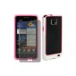 Bumper in white Pink for Samsung S2 I9100 / I-9100 / I 9100 + Screen Protector (Electronics)