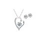 Elbontek necklace pendant heart with rhinestones and earrings in flower design, sterling silver 925, designed as a gift (Misc.)