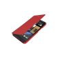 kwmobile® Protective case with flap practical and stylish HTC One M7 Red (Wireless Phone Accessory)