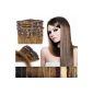 Oubo New 100% Remy Clip-In Extensions Set 17 clips 9 parts human hair thick hair extension hair thickening hairpiece Straight 11 colors, Top quality - 4 # chocolate brown, 55cm, 100g (Misc.)