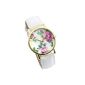 Better Dealz Vintage Flower Ladies Watch Basel-style quartz watch leather strap clock Top Watch # 3, white (clock)