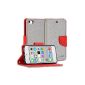 GMYLE (TM) Pouch Classic Case for iPod Touch 5th generation - Grey and Red PU Leather Flip Cover Cases cover (Electronics)