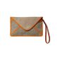 Maison Scotch ladies leather clutch 13210274708 - jute and suede clutch bag w / fluo binding (Textiles)