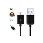 2 x Samsung Galaxy S5 data cable / charger cable / S 5 / SV / S5 Mini - USB 3.0 / Premium cable in black - 1 meter - of THESMARTGUARD (Electronics)