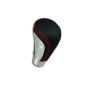 JOM 200895 shift knob, artificial leather, black with red stitching and brushed aluminum side panels