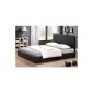Leather black + slatted bed 140x200 cm