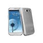 xubix Battery Cover for Samsung Galaxy S3 i9300 Brushed metal aluminum - with white border Silver / White (Electronics)