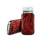 N4U Accessories - Cover / Case / Soft Leather Case - Red zebra - red stripes - For Samsung S7230E Wave 723 (Wireless Phone Accessory)