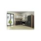 Kitchen Lina 180x280 cm kitchenette in black / Baltimore walnut - variably adjustable kitchen block