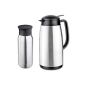 Isosteel SET 4T17 Set 1x Vacuum Flask 1.5L and 1x Vacuum Bottle 0.35 L - 18/8 stainless steel brushed finish (household goods)
