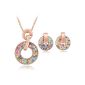 Floray Ladies Pendant Necklace and Earrings Jewelry Set - Beautiful crystal, 18K rose gold plated (jewelry)