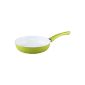 Ceramic pan, Ø 24 cm, green, with round edge design and pouring rim (household goods)