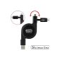 (MFI Apple certified) EZOPower 2 in 1 Adapter 8-pin Lightning to Micro USB Retractable Cable for Apple iPhone 6 / 6More / 5S 5C 5, iPod Touch 5, iPod Nano 7, iPad Mini 1, Mini 2 Mini 3, iPad 4, 5 iPad Air, iPad Air 2 6 - Black (Wireless Phone Accessory)