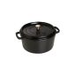 Dust Cocotte / Casserole with lid (28 cm, 6.70 L, suitable for induction, with a matt black enamel inside the pot) black (household goods)