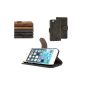 Case and Protective Case Genuine Leather Book Style Case for Apple iPhone 6 more (5.5 inches) - Smart Case Cover with Stand Magnetic closure and Storage Cards -Gray (Electronics)