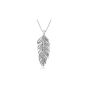 Necklace - Feather - Crystal - White - 45 cm (Jewelry)