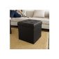 SoBuy FSS27-Sch XXL 48x48x48cm, Safe Storage, Cube Dice Pouf Folding Stool Box, Seat Upholstered, Black
