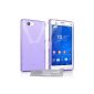 Yousave Accessories Case Sony Xperia Z3 Compact Case Purple Silicone Gel Cover X-Line (Wireless Phone Accessory)
