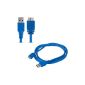 kwmobile® micro USB cable - 1.5 m - 3.0 Super Speed ​​5000 Mbit / s Tablet, Computer, Notebook, Ultrabook, Netbook, Macbook - BLUE (Electronics)