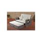 CLP flexible wicker 2 seater ANCONA, extendable footrest, incl. Pads, 7 colors + 3 rattan choose strengths gray 1.25mm