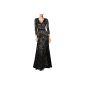 Miusol® Elegant lady 3/4 sleeves with lace V-neck Maxi dress wedding dress homecoming party dress cocktail evening dress, Black / Red / Blue Gr.36-46 (Textiles)