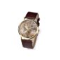 Better Dealz Vintage World Map Clock Leather Alloy Ladies Analog Quartz watch, Retro Coffee (clock)