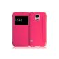 JAMMYLIZARD | Transparent Window Flip Case Cover for Samsung Galaxy S5, shocking pink (Accessories)