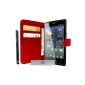 Luxury Wallet Case Cover Red for Acer Liquid Duo E3 + 3 and PEN FILM OFFERED !!  (Electronic devices)