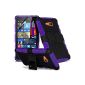 (Purple) Microsoft Lumia 535 Premium Fitted Case Cover Case Tough Survivor robust shockproof case Heavy Duty Case Cover W / Back stand, LCD screen protector, Rag & Mini Retractable Stylus Pen for Spyrox (Electronics)