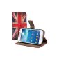 kwmobile® Chic Leatherette Wallet Case for Samsung Galaxy S4 Mini i9190 / i9195 with practical stand function - Flag Design (England) (Blue)!  (Wireless Phone Accessory)